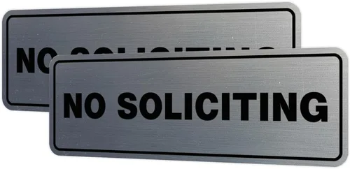 Vista 56 de Estándar No Soliciting Door/Wall Sign - Negro - Pequeño