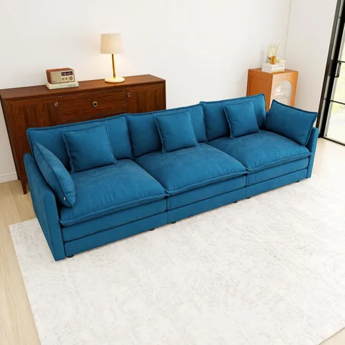 Vista 26 de Sofá Loveseat Grande en Beige y Blanco de 194.8 cm, Sofás Seccionales de 2 Plazas Grandes para Sala de Estar, Sofá Seccional Modular de Tela