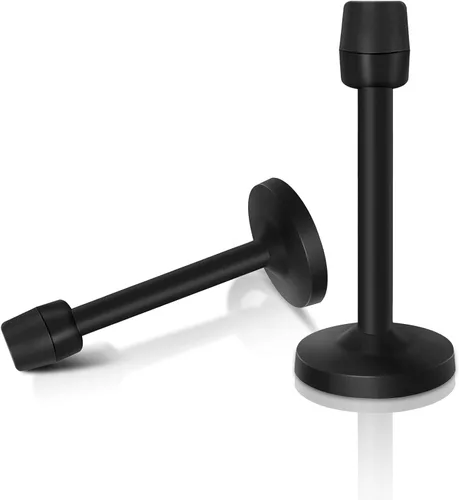 Vista 8 de Tope de puerta, tope de puerta de montaje en pared de 4 pulgadas con punta de goma amortiguadora de sonido, tope de puerta rígido sólido, acero Negro