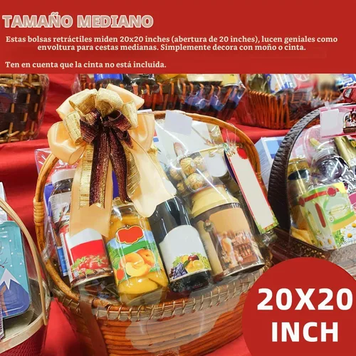 Vista 2 de Morepack Bolsas retráctiles para cestas de regalo, 20 x 20 pulgadas, 10