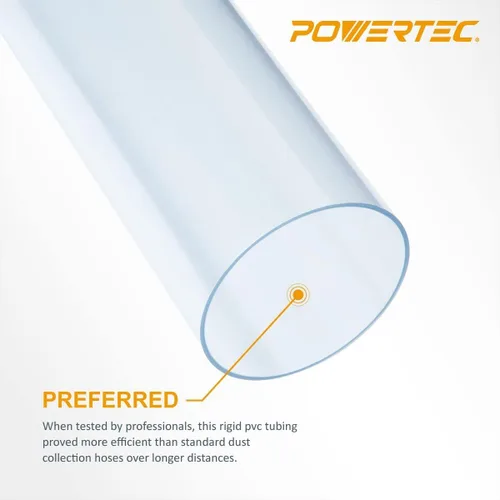 Vista 11 de POWERTEC 70427 Tubo de PVC transparente de 4 x 36 pulgadas de largo con control de polvo de 4 pulgadas, puño flexible y barrido de piso