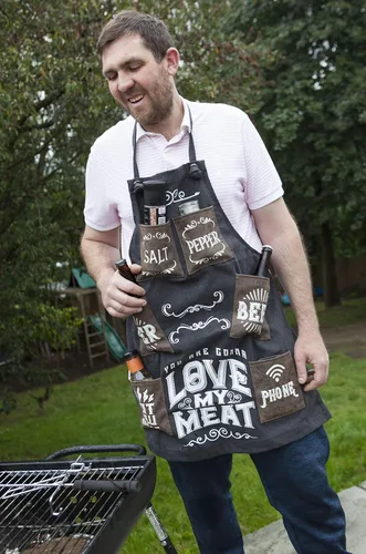 Vista 4 de Boxer Gifts Canvas Love My Meat - Delantal, color negro