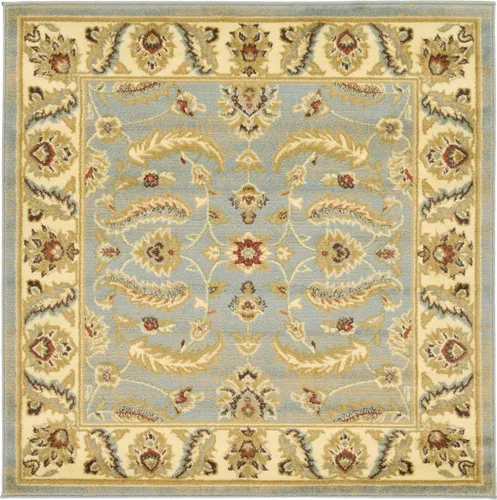 Vista 46 de Unique Loom - Colección Voyage - Alfombra redonda tradicional oriental, marrón, Polipropileno, Marrón/Azul Claro