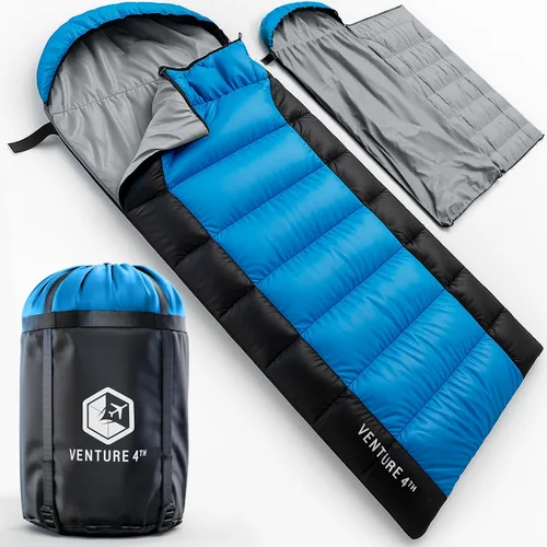Vista 22 de VENTURE 4TH Saco de dormir para mochileros – XXL, tamaños dobles e individuales – Saco de dormir ligero para clima cálido y frío para adultos, niños