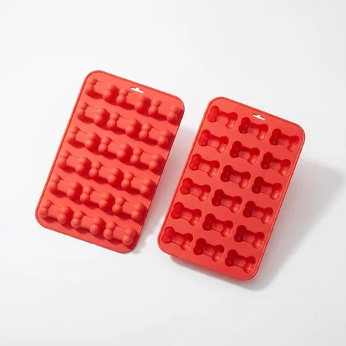 Vista 3 de Paquete de 2 moldes de silicona para huesos de perro, mini molde reutilizable para golosinas caseras para perros, chocolate, dulces, gomitas