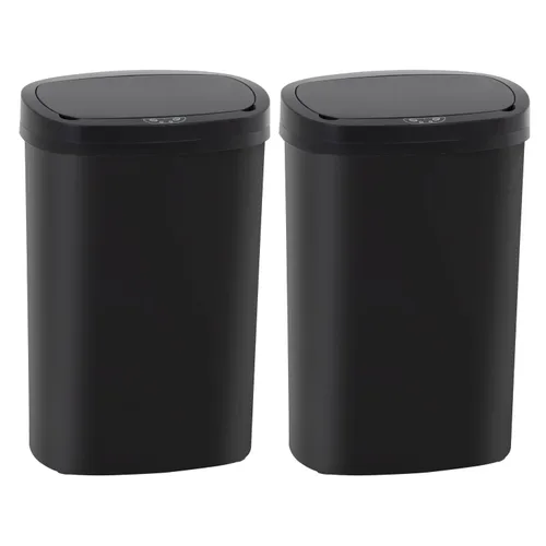 Vista 26 de PayLessHere Bote de basura de plástico de 13 galones Negro Tapa automática sin contacto con sensor de movimiento Bote de basura de cocina