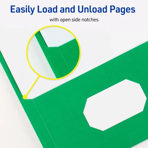 Vista 5 de Avery Two Pocket Folders with 3 Prong Fasteners, Holds 70 Sheets, 25 Green Folders (47977) (Pack of 5)