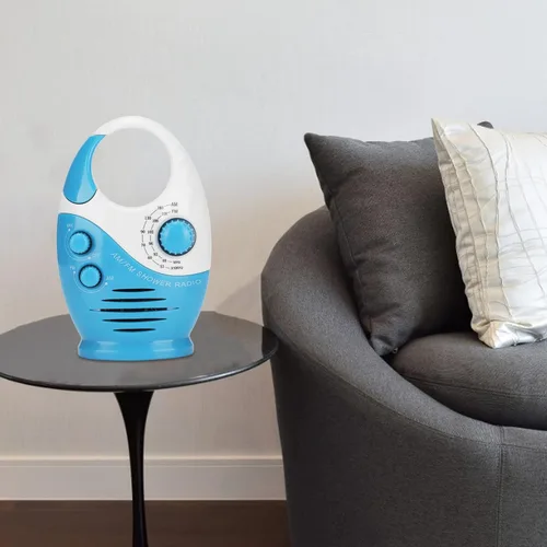 Vista 9 de Radio portátil AM FM, radio de ducha con altavoz integrado, diseño tipo gancho para baño, camping, uso doméstico, material plástico ABS