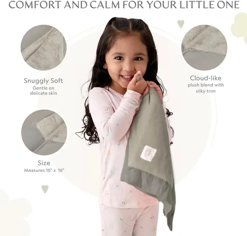 Vista 3 de Manta de seguridad ultrasuave Lovey – Baby Essentials, Newborn Essentials, Manta de forro polar ultrasuave con ribete satinado – 16 x 16 pulgadas