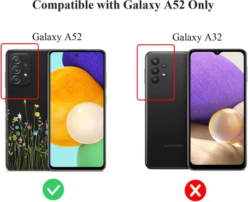 Vista 8 de Unov Funda diseñada para Galaxy A52 / A52s, funda transparente para teléfono con [patrón antideslizante en relieve], protección delgada a prueba