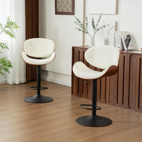 Vista 2 de Kidol & Shellder Taburetes de bar individuales grandes con respaldo de 21 pulgadas, sillas de bar modernas giratorias de altura ajustable, taburetes