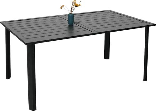 Vista 14 de Anmutig Mesa de patio pequeña cuadrada de 27.5 pulgadas con resistente a la intemperie para comedor al aire libre, color negro