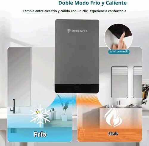 Vista 3 de modunful Secadores de manos compactos para baños domésticos: secador de manos Turbo Power con enchufe de 110V, flujo de aire dual, D5 Ease Pure