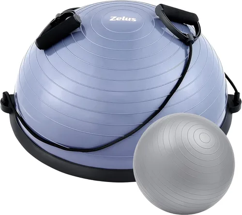 Vista 13 de ZELUS Entrenador de pelota de equilibrio con bandas de resistencia y bomba de pie, pelota de yoga inflable para entrenamientos de gimnasio en casa