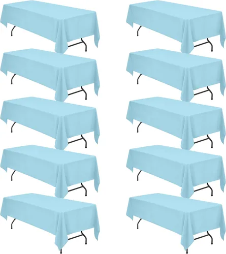 Vista 160 de BRILLMAX - Manteles para mesa rectangular de 6 pies, tela de lino de poliéster, lavable, para boda, recepción, banquete, fiesta de cumpleaños, 60 x