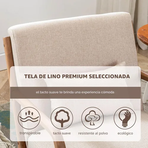 Vista 5 de ANJ ANJHOME Silla moderna de mediados de siglo, estilo Accent, con asiento de tela cómoda para sala de estar con estructura de madera maciza, sillón