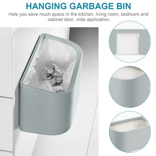 Vista 4 de Angoily Contenedor dispensador de basura colgante de cocina, papelera colgante para montaje en pared, armario colgante, papelera para el hogar