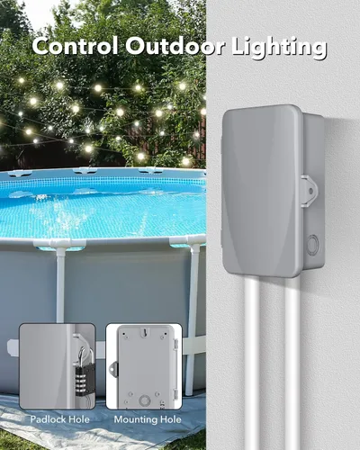 Vista 3 de BN-LINK Temporizador de bomba de piscina, caja de temporizador para exteriores, resistente, 2HP 40A Max, 120, 240, 277 VAC, para bomba de piscina
