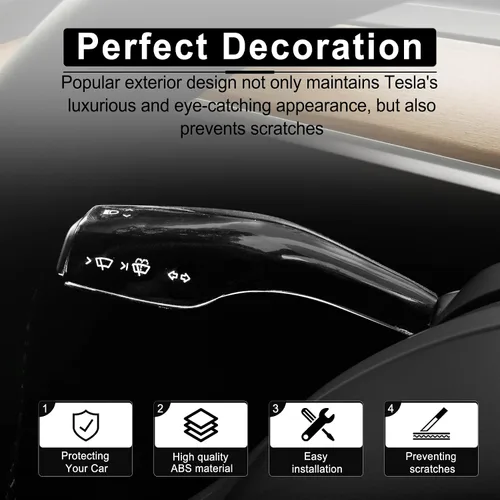 Vista 2 de BJSIA Cubierta de palanca de dirección compatible con Tesla Modelo 3 Modelo Y, accesorio de patrón de fibra de carbono, material ABS, 2