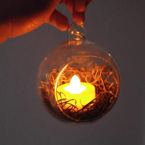 Vista 5 de WGV Globo de terrario colgante, ancho 3 pulgadas, altura 4 pulgadas, maceta de aire para suculentas, florero de vidrio transparente con parte