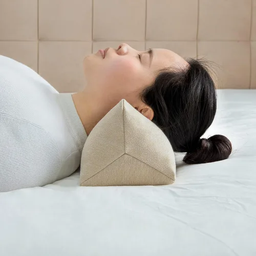 Vista 4 de Almohada de apoyo para el cuello de trigo sarraceno, almohada cilíndrica cervical, almohada ajustable de cáscaras de trigo sarraceno, alivio
