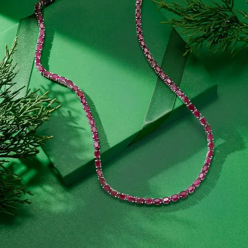 Vista 6 de Ross-Simons 40.00 ct. t.w. Gemstone Tennis Necklace in Sterling Silver