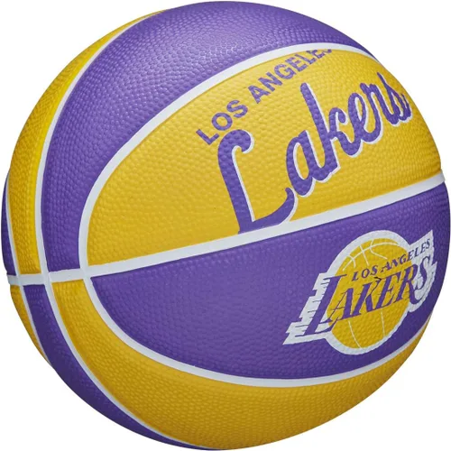 Vista 2 de Wilson NBA Team Retro Mini Balones de Baloncesto - Tamaño Mini - 3" Los Angeles Lakers
