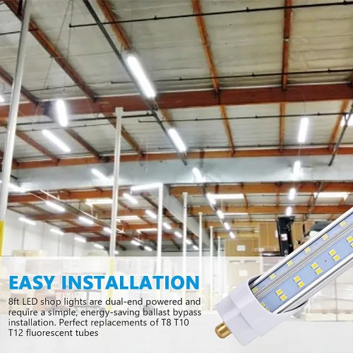 Vista 3 de 10 bombillas LED de 8 pies, luz diurna de 120 W, 19000 lm 5000 K, súper brillante, tubo de luces LED T8 T10 T12, luces LED FA8 de un solo pin
