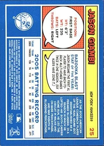 Vista 2 de 2006 Bazooka Blue Fortune #25 Jason Giambi MLB Baseball Trading Card