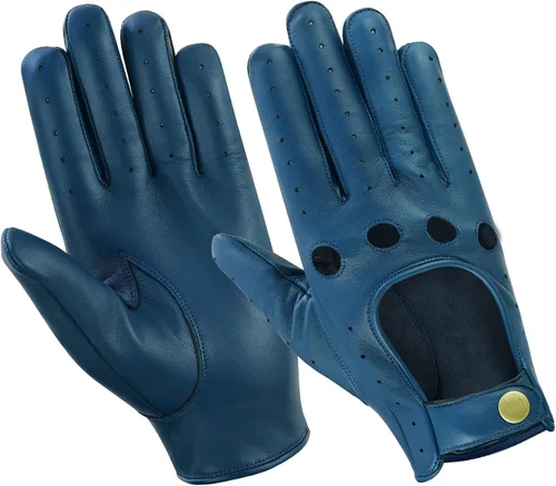 Vista 7 de Guantes de cuero para hombre, guantes de conducción de cuero para chofer, guantes de piel de cordero 100% auténtica, guantes de dedo completo