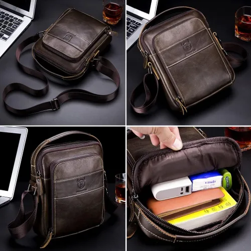 Vista 7 de KPYWZER Bolso bandolera de cuero para hombre