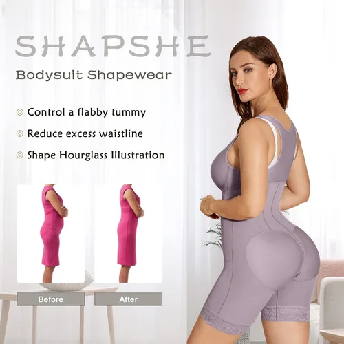 Vista 4 de SHAPSHE Fajas moldeadoras para mujer con control de abdomen, colombianas poscirugía, ropa de compresión, levantador de glúteos, moldeador corporal
