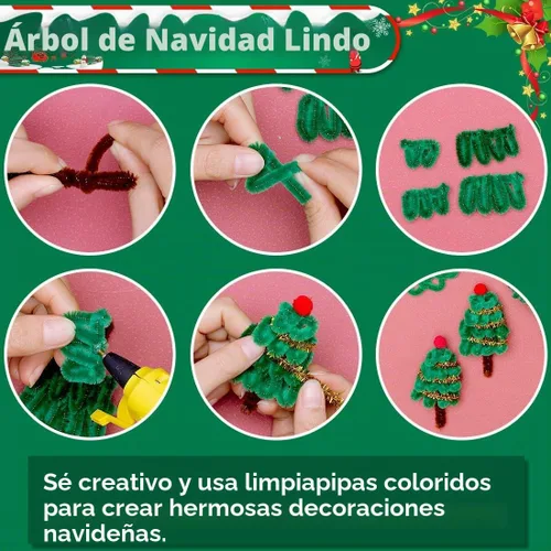 Vista 5 de Eppingwin 200 limpiapipas, limpiadores de pipas con purpurina, suministros de manualidades, tallos de felpilla de 10 colores para proyectos