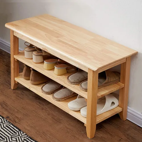 Vista 11 de XKZG Banco de Almacenamiento con Zapatero de Madera, Banco para Zapatos de Madera Sólida Rústica para Entrada (Marrón, 23.6")