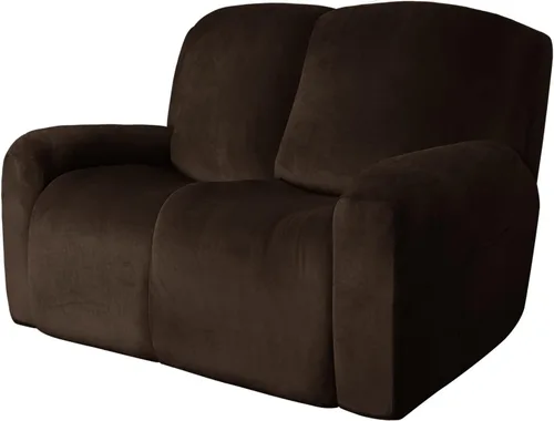 Vista 18 de Easy-Going Sofá biplaza reclinable de terciopelo con funda de consola central, fundas elásticas para sofá reclinable de 8 piezas, funda de sofá