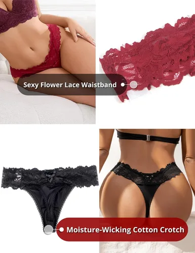 Vista 76 de ohyeah Tangas sexy de encaje tangas bragas de tiro bajo ropa interior para mujer de algodón entrepierna braga tangas bragas 4-18
