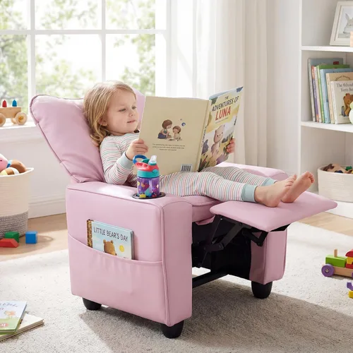Vista 9 de Costzon Silla reclinable para niños con soporte para tazas, 2 bolsillos de Negro