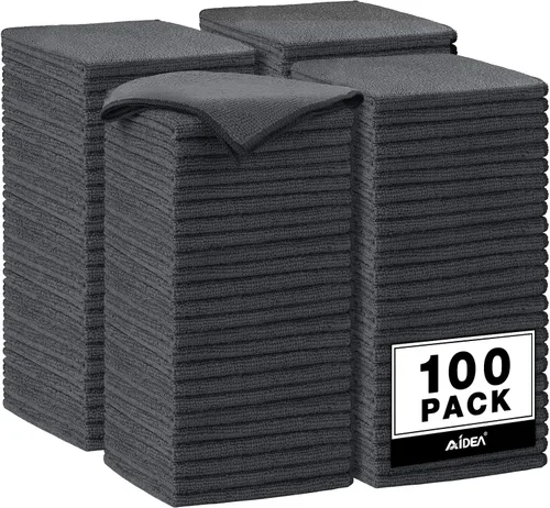 Vista 11 de AIDEA Paño de limpieza de microfibra negro, 20 unidades, toallas de microfibra para automóviles, paños de automóvil de alta calidad, trapos