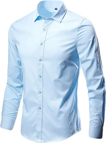 Vista 16 de Camisa de vestir para hombre, manga larga, de algodón, con botones, ajuste regular, tallas grandes y altas