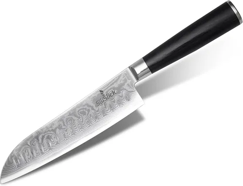 Vista 8 de Cuchillo de chef de Damasco – Acero inoxidable japonés VG10 de 67 capas de 8 pulgadas – Forjado de alto carbono – Hoja afilada de espiga completa