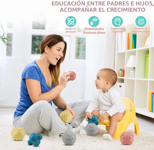 Vista 2 de Paquete de 4 Bolas Sensoriales para Bebé, Juego de Bolas de Uva Fáciles y de Textura Suave para Bebés, Juguetes Sensoriales de Apretar