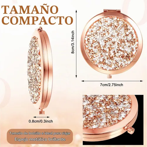 Vista 3 de Cindeer 12 Piezas Espejo Compacto Pequeño Plegable Espejo de Bolsillo Redondo de Maquillaje de Mano Espejo Cosmético de Aumento con Rincón