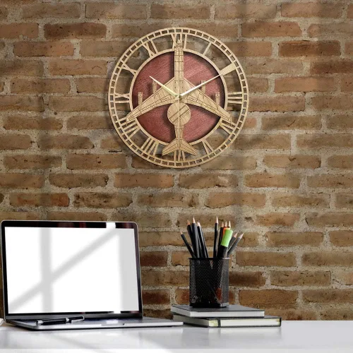 Vista 5 de The Geeky Days E-3 Sentry AWACS Reloj de pared de cuarzo silencioso Decoración del hogar Reloj de madera grabado de la Fuerza Aérea de los Estados