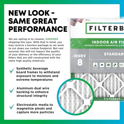 Vista 3 de Filterbuy Filtro de aire MERV 8 de 25 x 28 x 1 pulgadas, protección contra el polvo (paquete de 1), filtros de aire de repuesto plisados HVAC
