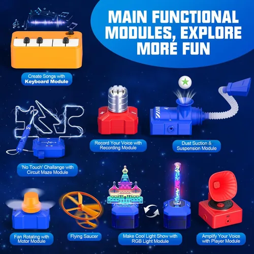 Vista 8 de Kit de ciencia para niños, juguete STEM de exploración electrónica 671+ proyectos