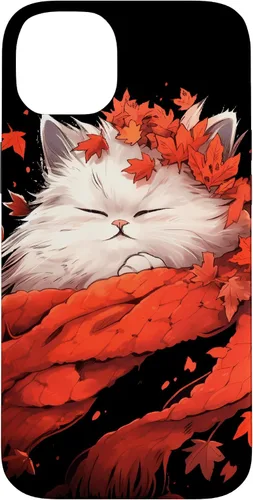 Vista 15 de Persian Cat Kitten Autumn Fall Leaves Thanksgiving Case for iPhone 16