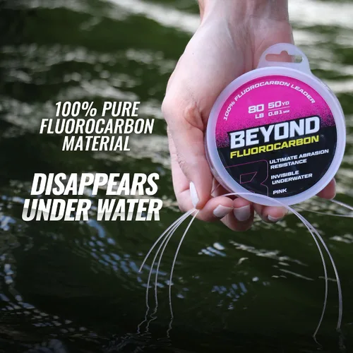 Vista 4 de Beyond Fluorocarbon Leader - Línea de pesca 100 % puro de fluorocarbono, altamente resistente a la abrasión, invisible bajo el agua, resistente a