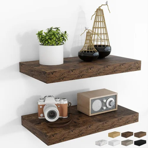 Vista 59 de RICHFOCUS Estantes flotantes de 8 pulgadas para estantes cuadrados de pared para dormitorio, cocina, baño, estante flotante de madera rústica