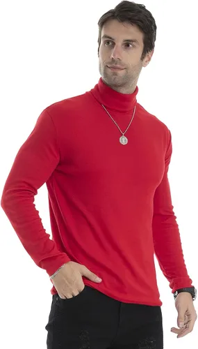 Vista 78 de Camiseta de manga larga para hombre, ajustada, ligera, con cuello de tortuga