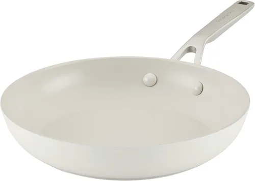 Vista 18 de Sartén para saltear y freír de cerámica anodizada dura con inducción antiadherente de KitchenAid, apta para lavavajillas, sartén antiadherente de 10
